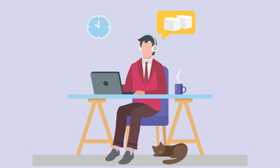 Remote Worker with Task, Work pressure Over Head, Home Worker Under Pressure for Huge Task, Assigned Task with Working on Computer, maintain productivity. Chatting with colleagues and business meeting