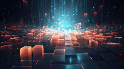 Fototapeta premium Abstract digital data background. Can be used in the description of network abilities, technological processes, digital storages, science, education, etc.