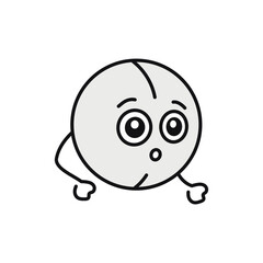 Funny cute happy tennis ball black line icon.
