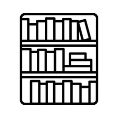 bookshelf line icon, outline vector sign, linear style pictogram isolated on white. Study symbol, logo illustration. Editable stroke