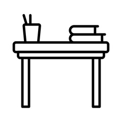 student desk line icon, outline vector sign, linear style pictogram isolated on white. Study symbol, logo illustration. Editable stroke