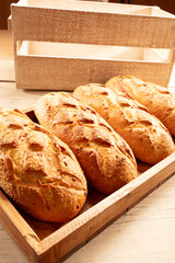 Conjunto de panes, baguettes. Set of breads, baguettes.