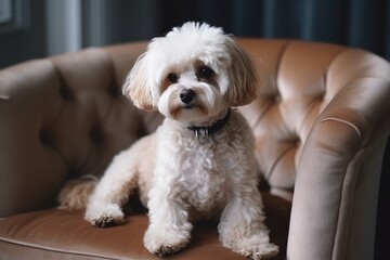 Cute maltipoo armchair. Generate Ai