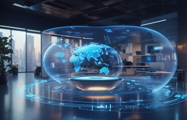 Inside Office Future Hologram Technology, Hologram Background Series