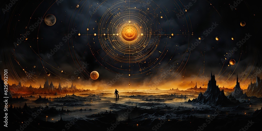 Canvas Prints ai generated. ai generative. galaxy space universe solar system background abstract planets landscap