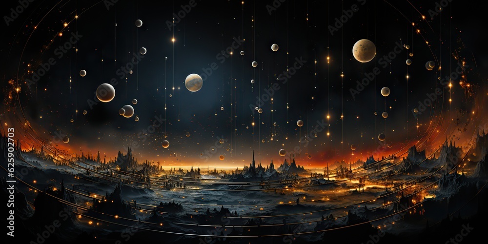 Wall mural ai generated. ai generative. galaxy space universe solar system background abstract planets landscap