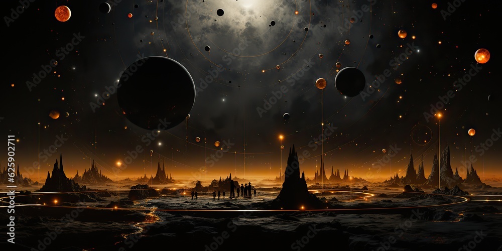 Wall mural ai generated. ai generative. galaxy space universe solar system background abstract planets landscap