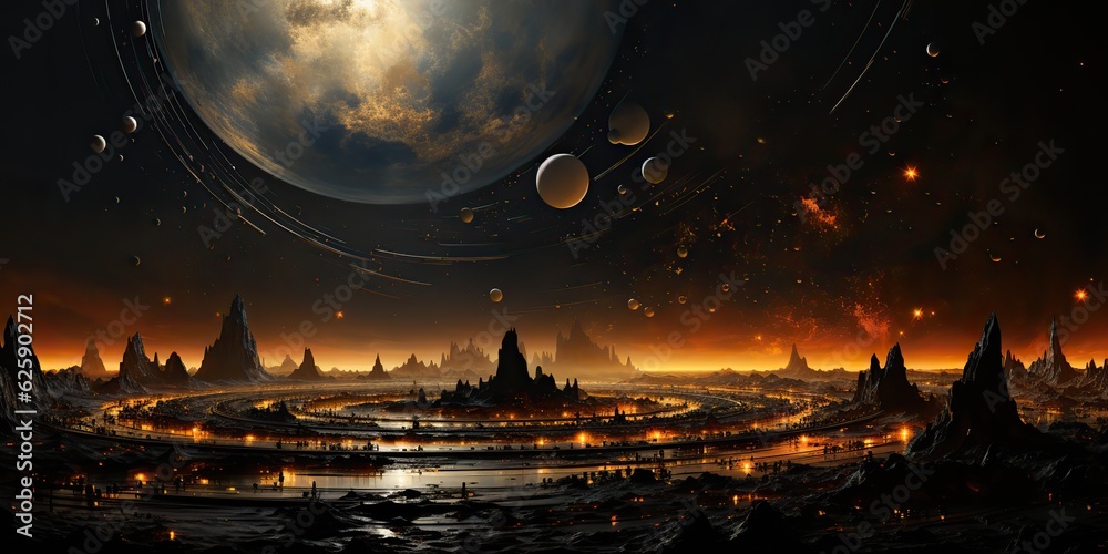 Wall mural ai generated. ai generative. galaxy space universe solar system background abstract planets landscap
