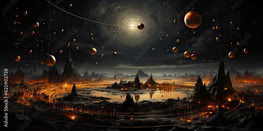 Wall mural ai generated. ai generative. galaxy space universe solar system background abstract planets landscap