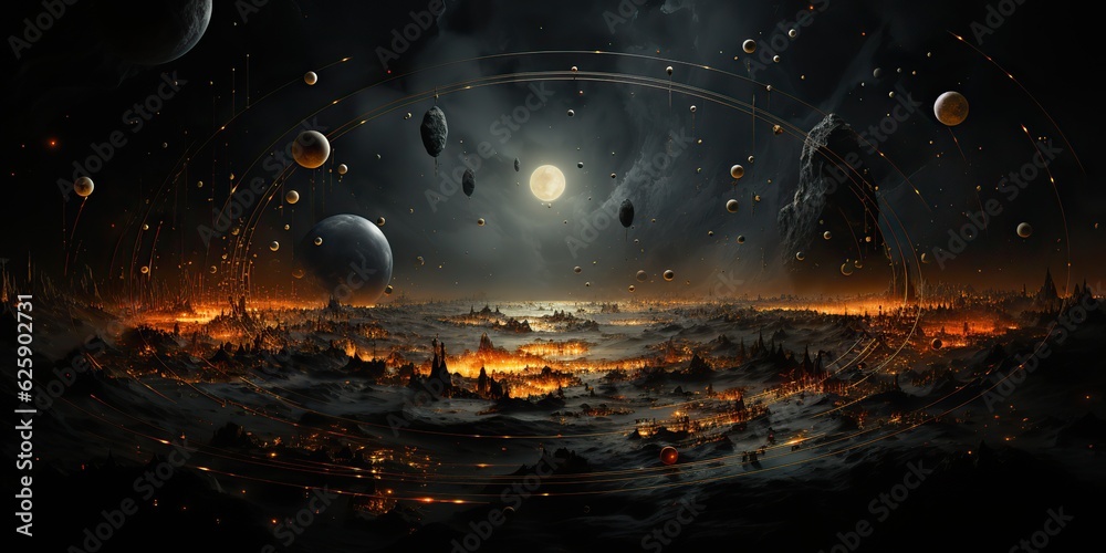Wall mural ai generated. ai generative. galaxy space universe solar system background abstract planets landscap