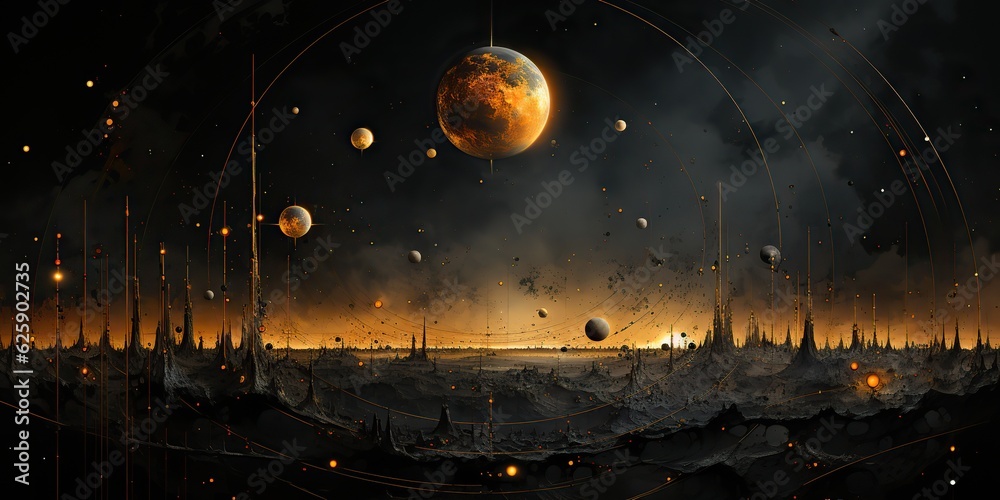 Wall mural ai generated. ai generative. galaxy space universe solar system background abstract planets landscap