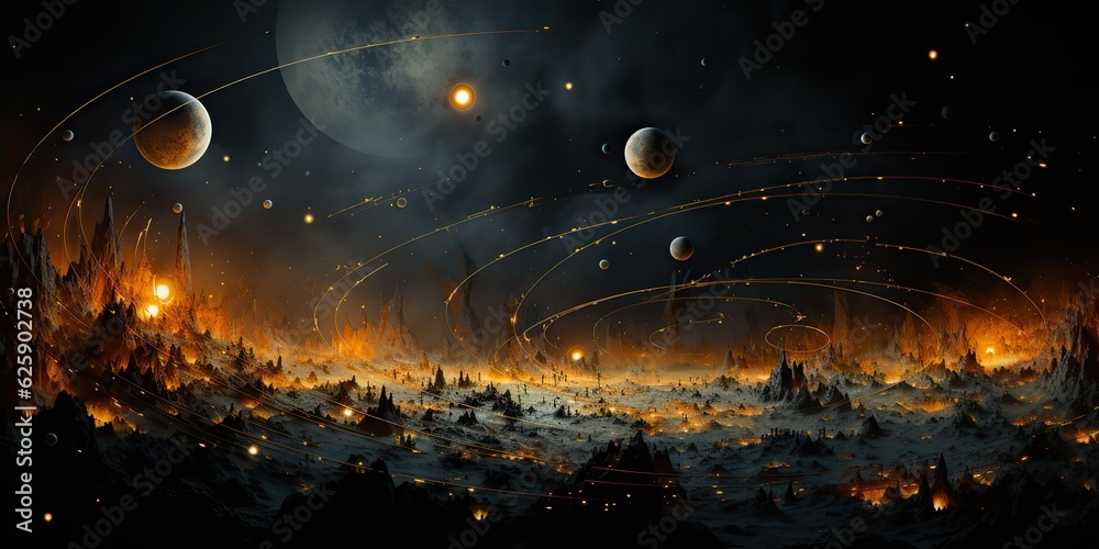 Wall mural ai generated. ai generative. galaxy space universe solar system background abstract planets landscap