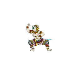 monkey character in Ramayana Story, Ramayana Thai, Lord Hanuman, Rama battle a giant of thai tradition style, Mahabharata art, Monkey Warriors in the Epic Ramayana, transparent background PNG