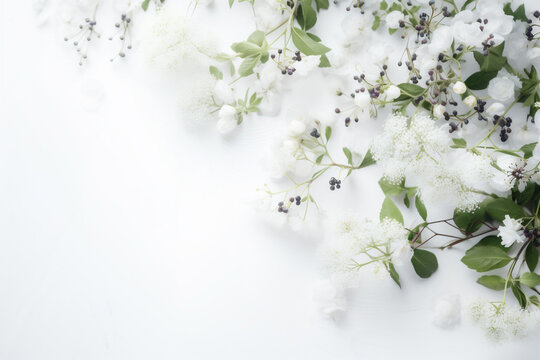 floral celebration wedding beautiful background spring white nature romantic flower blossom. Generative AI.