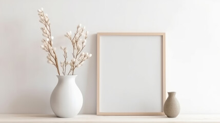 Home Decoration Mockup with Minimalist Wall Design created with Generative AI Technology