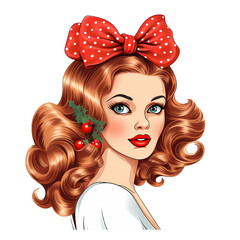 Vintage Pin Up Christmas Girl Clipart