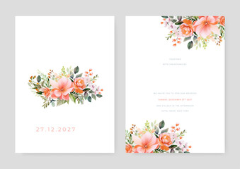 vector beautiful hand drawn floral wedding invitation card