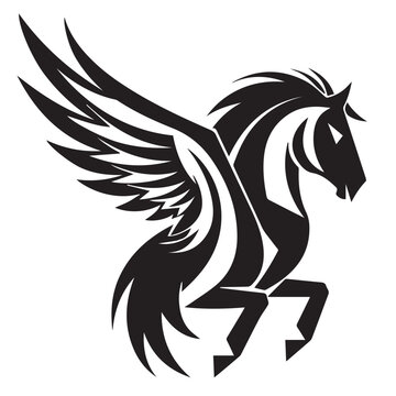 Unicorn, pegasus, horse vector silhouette illustration