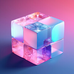3d transparent cube,abstract blue cube,smooth abstraction crystal cube