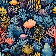 Oceanic Tapestry: Exquisite Underwater Weave - Coral Reef Pattern © Jaden