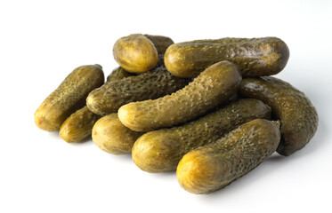 Marinated pickled cucumber isolated on white background