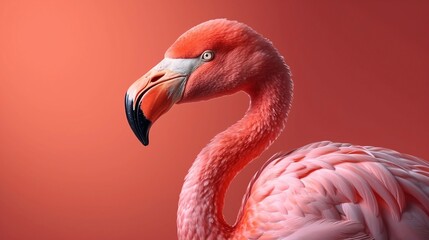 Portrait of pink flamingo. Generative AI