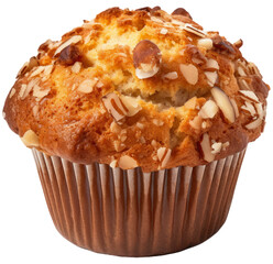 Muffin with Nuts. Isolated on Transparent Background. generative ai