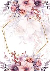 Vector elegant soft pink leaves wedding invitation card template