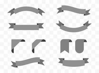 Ribbon text banner. flat tape icon set on transparent background. Vector stock illustration.