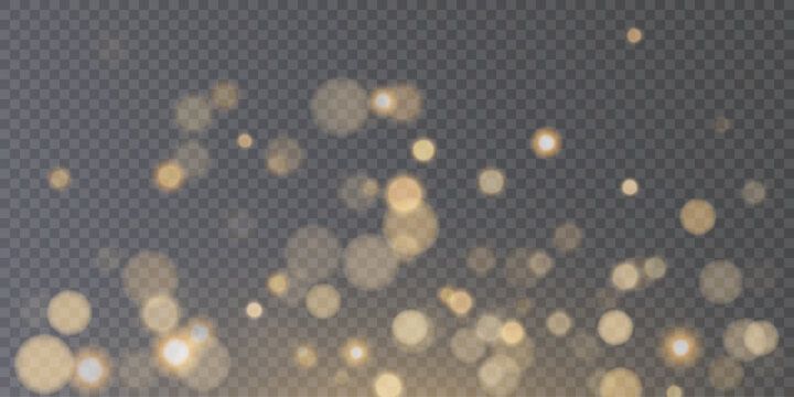 Light effect with lots of shiny highlights, Colorful bokeh lights background shining on transparent background.