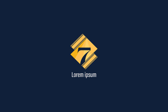 Letter 7 film company logo design, 7 lettering film vector illustration, 7 studio logo
