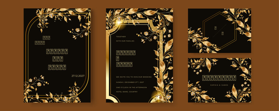 wedding invitation, thank you card, rsvp, details,menu,welcome,boho DIY minimal template design with watercolor greenery leaf and branch, watercolor invitation, beautiful floral wreath.