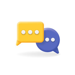 3d speech bubbles icon. Chat sign. Social media dialogue symbol. Messenger icon. Comments app vector 3d logo.
