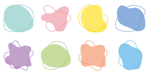 液体シェイプ　抽象的な形　カラフル　パステル　見出し　フレーム 　セット