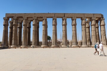 Fototapeta premium The great stone columns and statues in Luxor temple in the East bank in Egypt