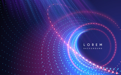 Abstract neon circle light dots background
