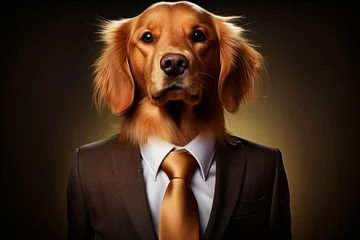 Foto op Aluminium businessman dog,, Portrait of a dog in a stylish business suit. © the_lightwriter