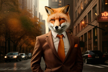 businessman fox, Portrait of a fox in a stylish business suit. - 625912980