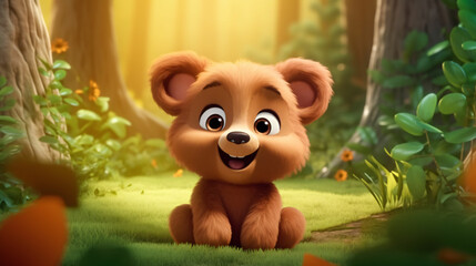 Obraz na płótnie Canvas A Cute and Adorable Bear Sitting In the Forest Made With Generative AI