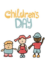Happy children's day hand drawn characters