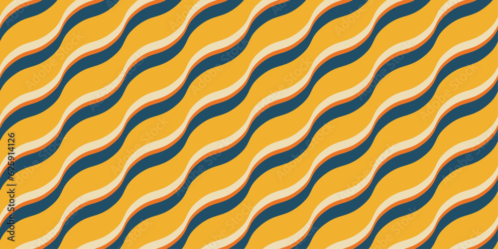Leinwandbilder Colored orange pattern. Vector seamless and curly pattern. Striped and curly seamless pattern.