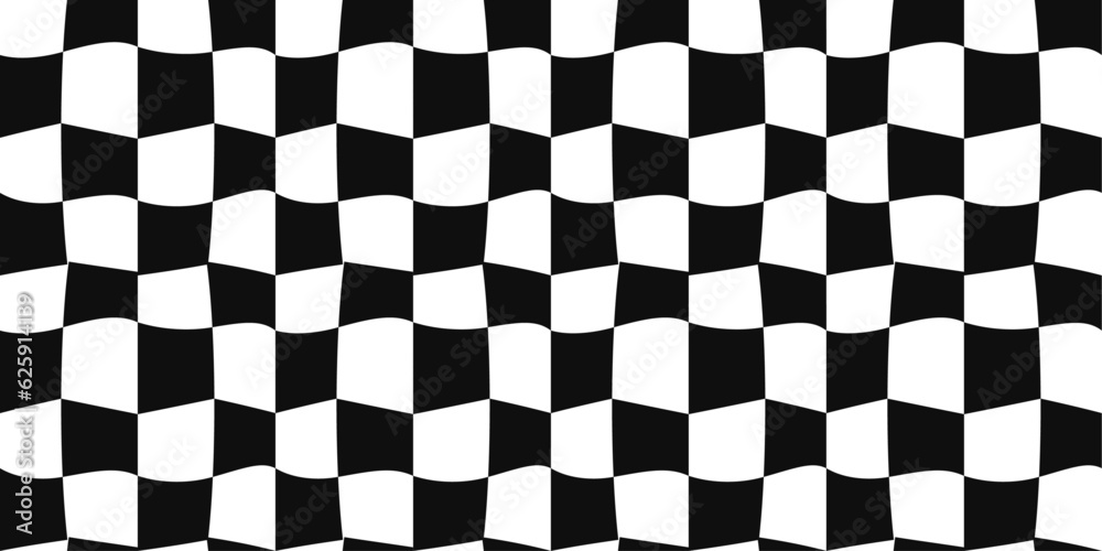 Poster curved checkered cells that resemble a racing flag. used as a seamless background, for prints, texti