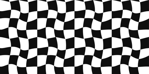 Checkered and black and white racing flag. Stylish racing flag that is used as a seamless pattern. Racing flag as wallpaper or background, can be used for print.