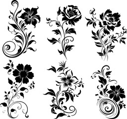 Silhouette flower rose and vector images