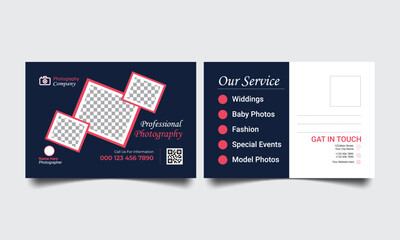 Photography Postcard Design Template, Corporate Business Postcard Design