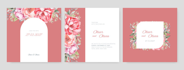 vector elegant hand drawing wedding invitation floral design