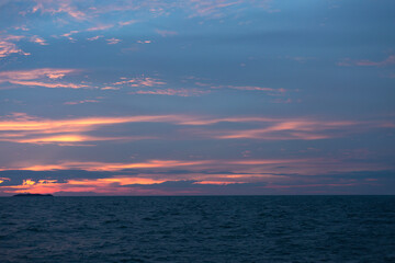 Raging Sea with Sunset Sky Background