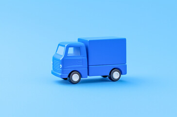 Vibrant Toy Truck Close Up on Blue Surface, Generative AI