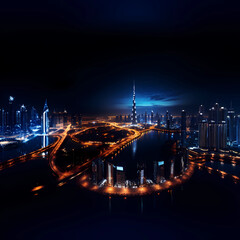 Fototapeta na wymiar Architecture Dubai city panorama at night made with Generative AI