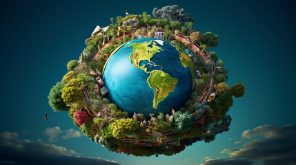 Fototapeta premium An illustrative representation of the sustainable development goals SDGs encircling green earth, showcasing the importance of ESG practices for a better future